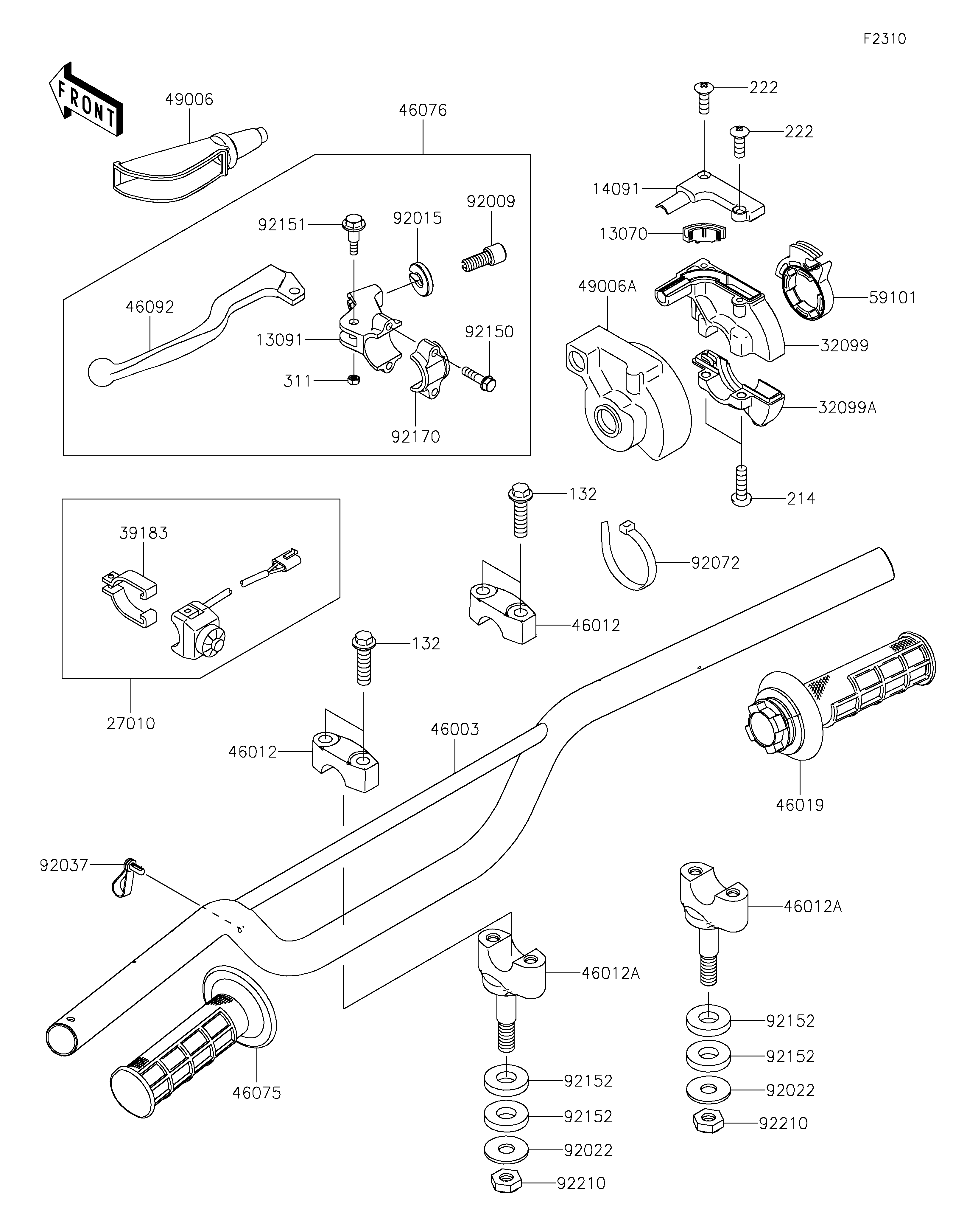 Handlebar Sơ đồ tách chi tiết