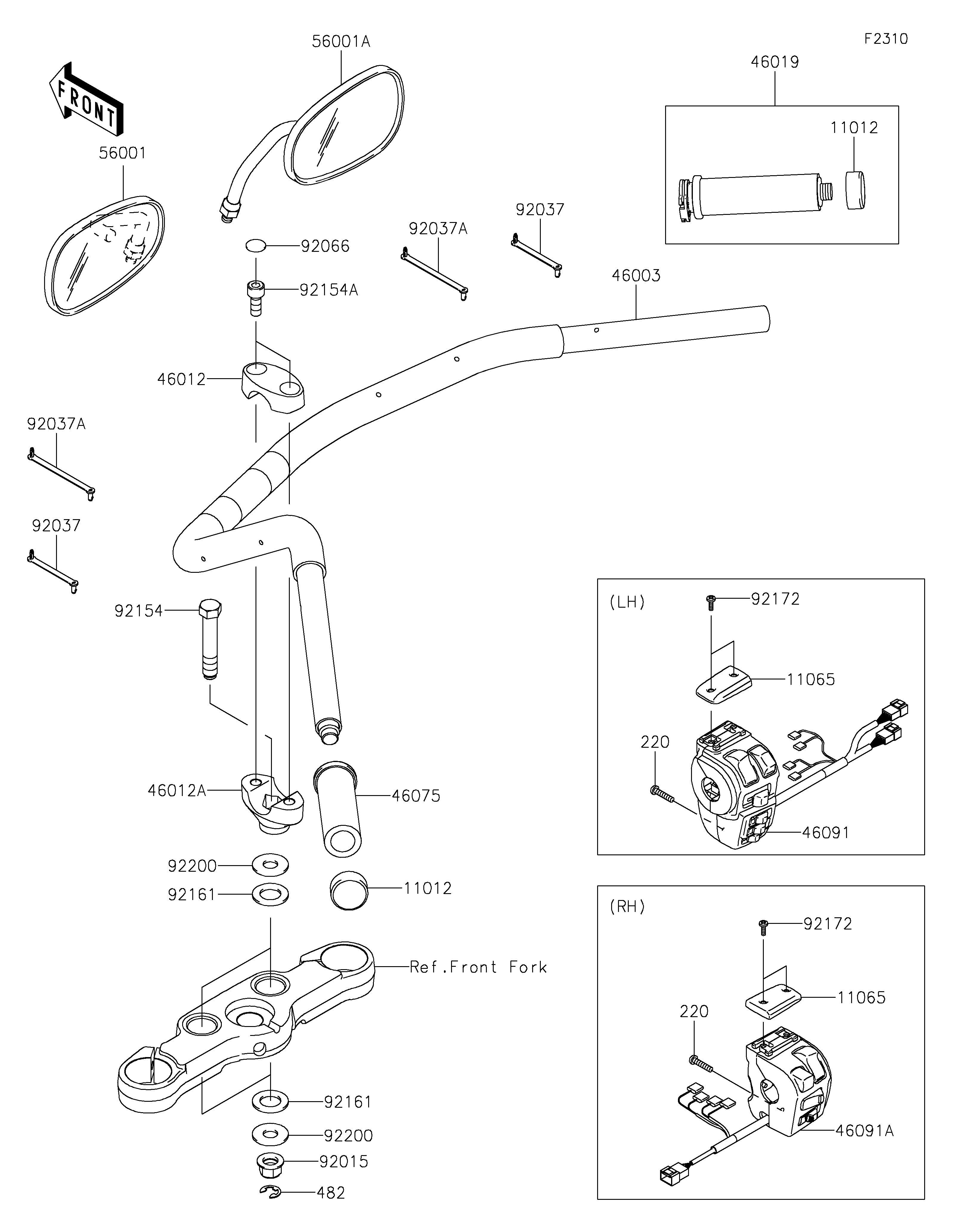 Handlebar Sơ đồ tách chi tiết