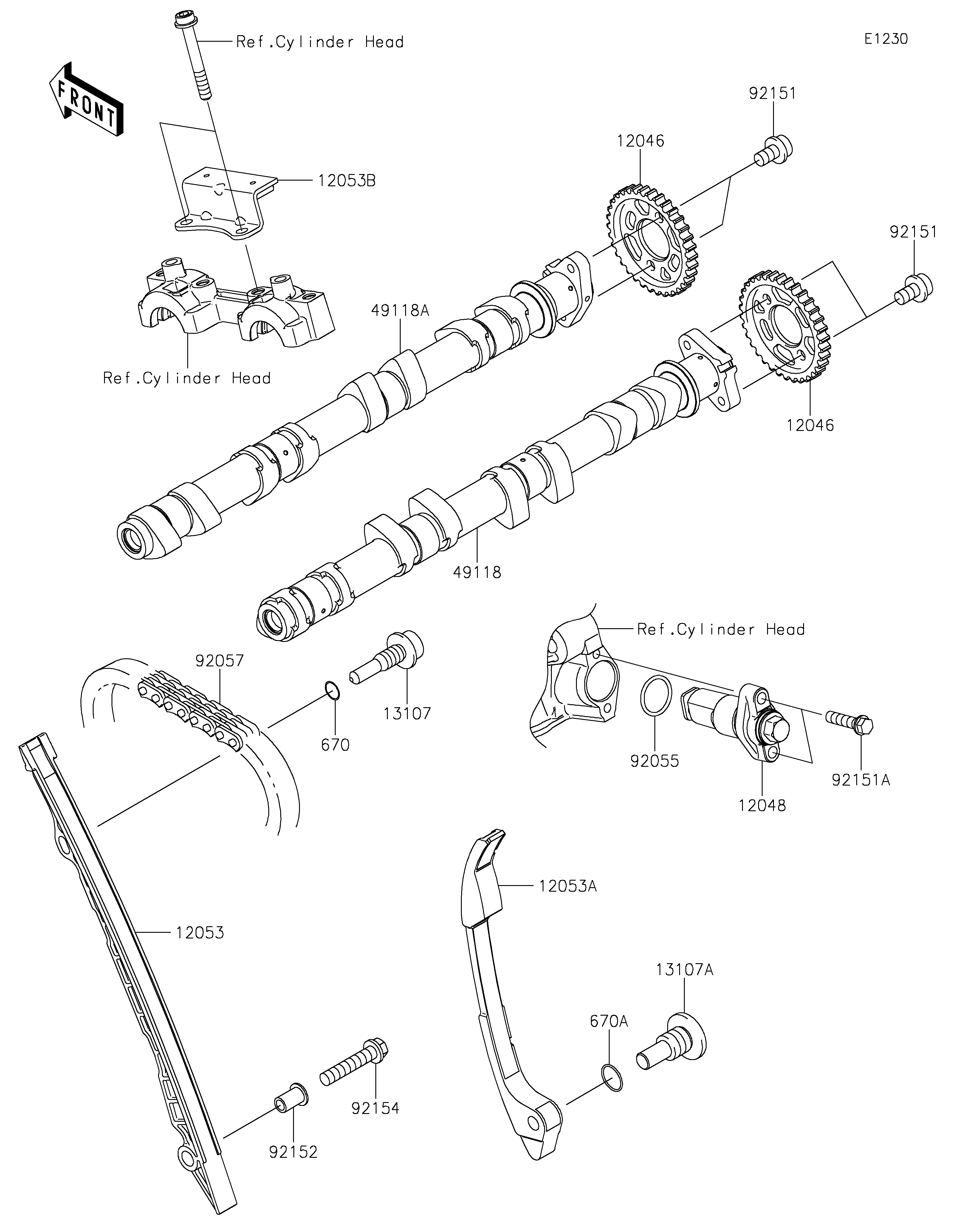 Camshaft(s)/Tensioner ภาพแยกชิ้นส่วน