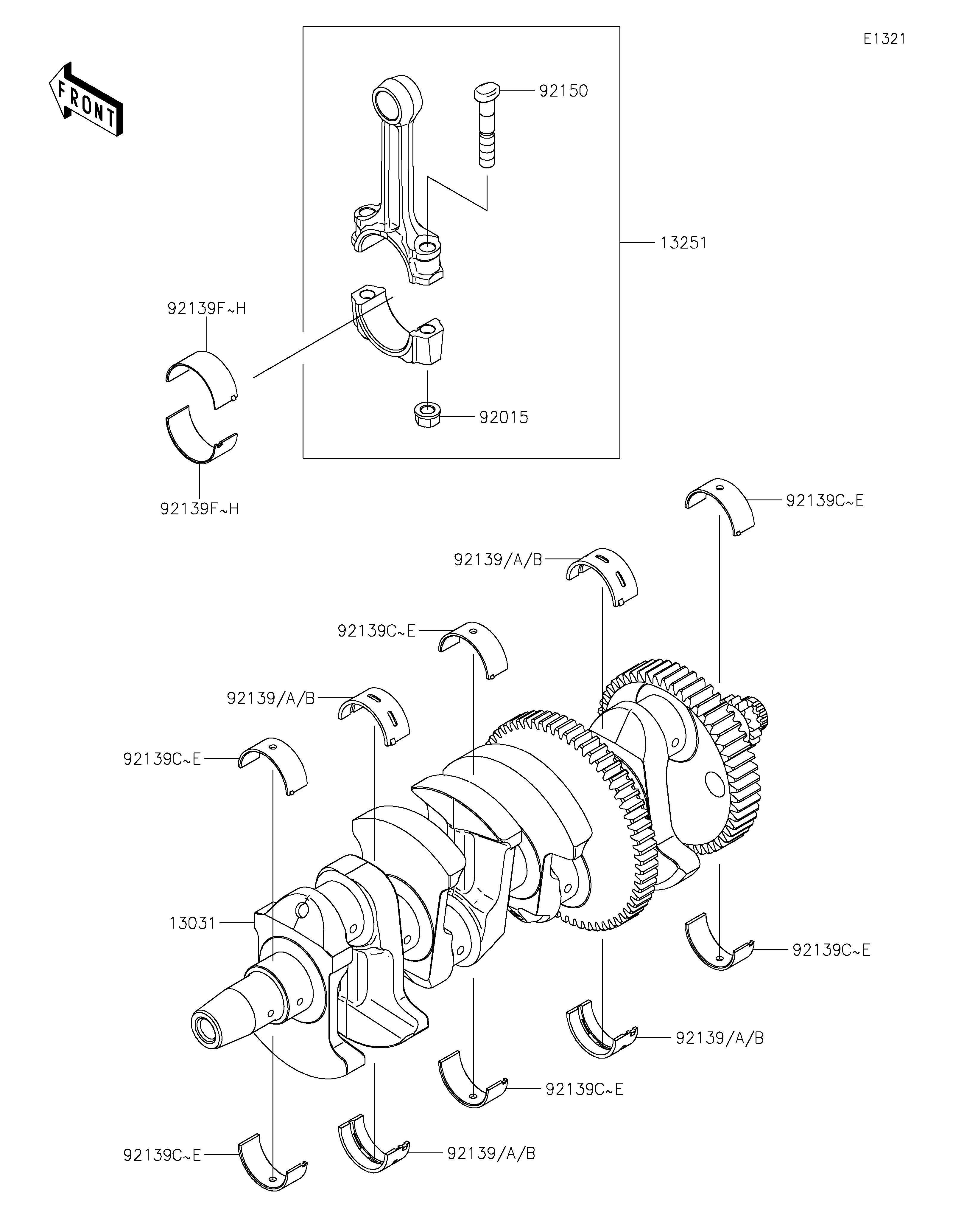 Crankshaft ภาพแยกชิ้นส่วน