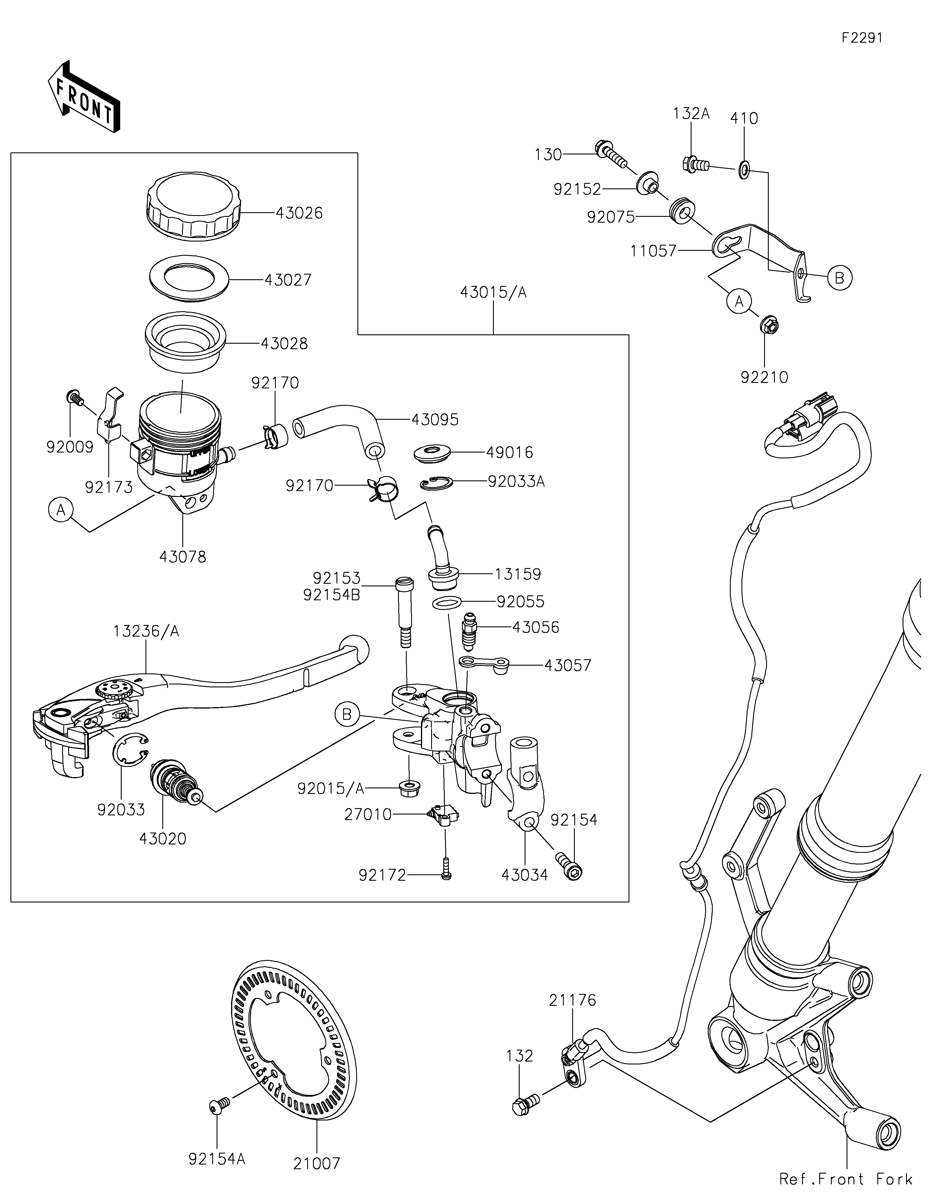 Front Master Cylinder Diagram terurai