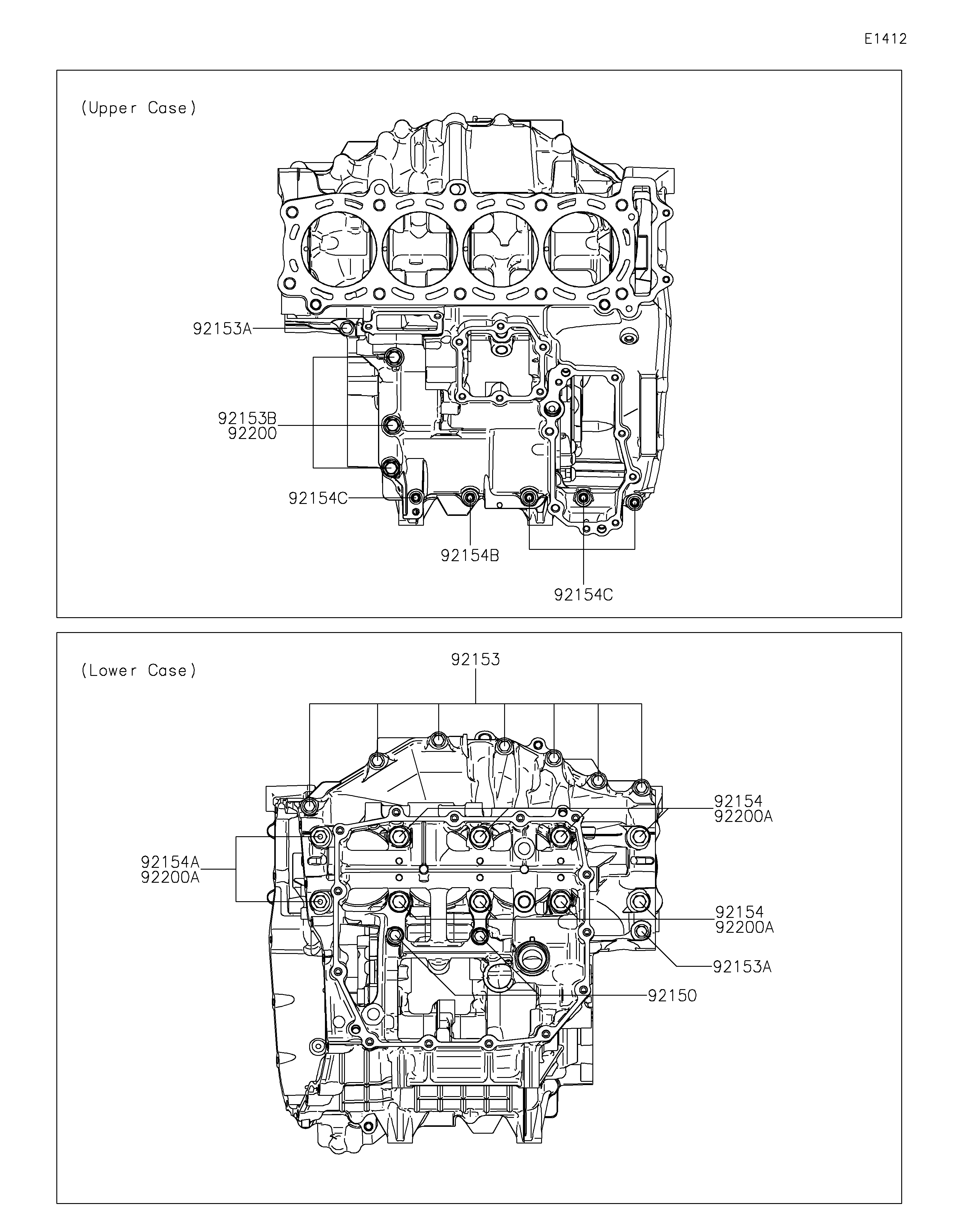 Crankcase Bolt Pattern Exploded diagrams
