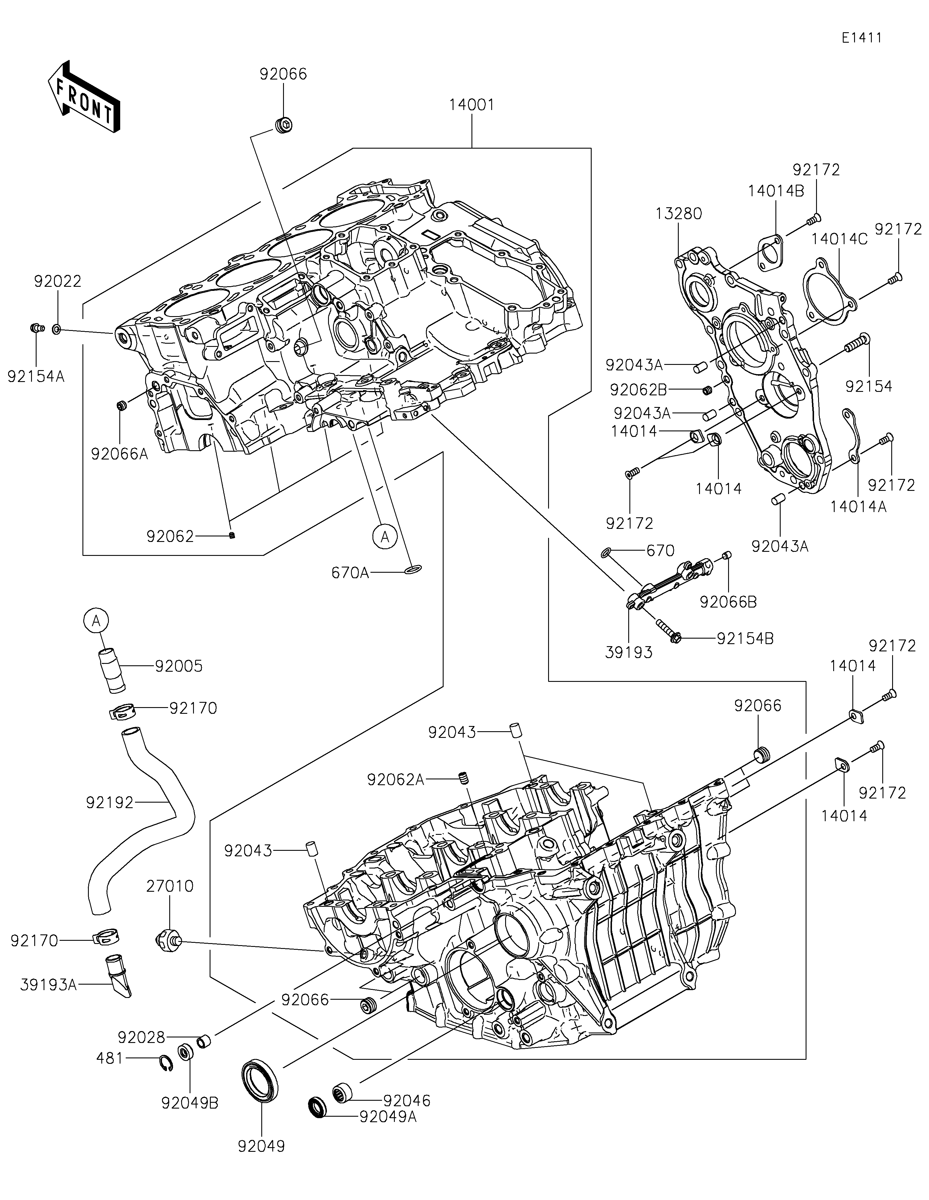 Crankcase ภาพแยกชิ้นส่วน