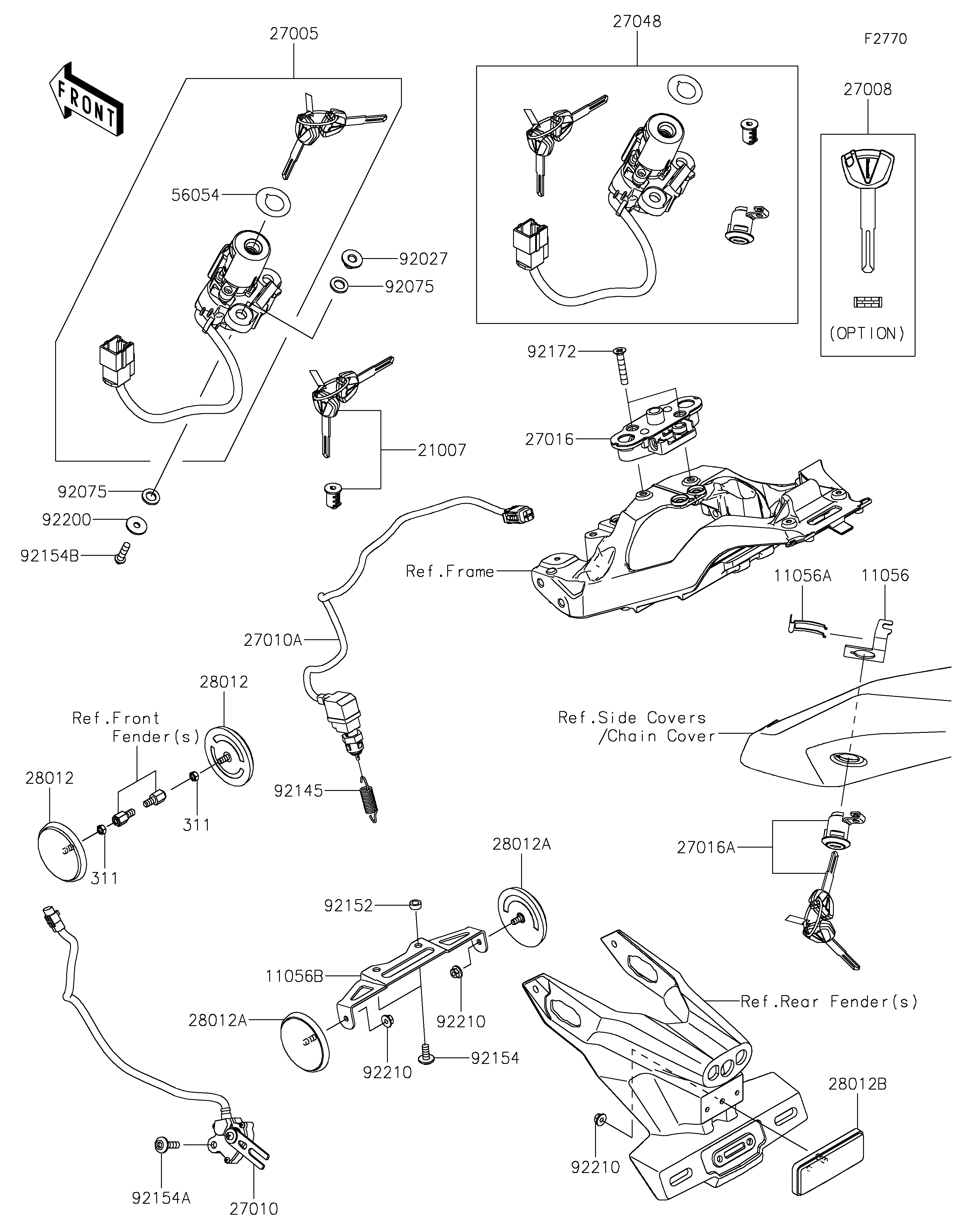 Ignition Switch/Locks/Reflectors Diagram terurai