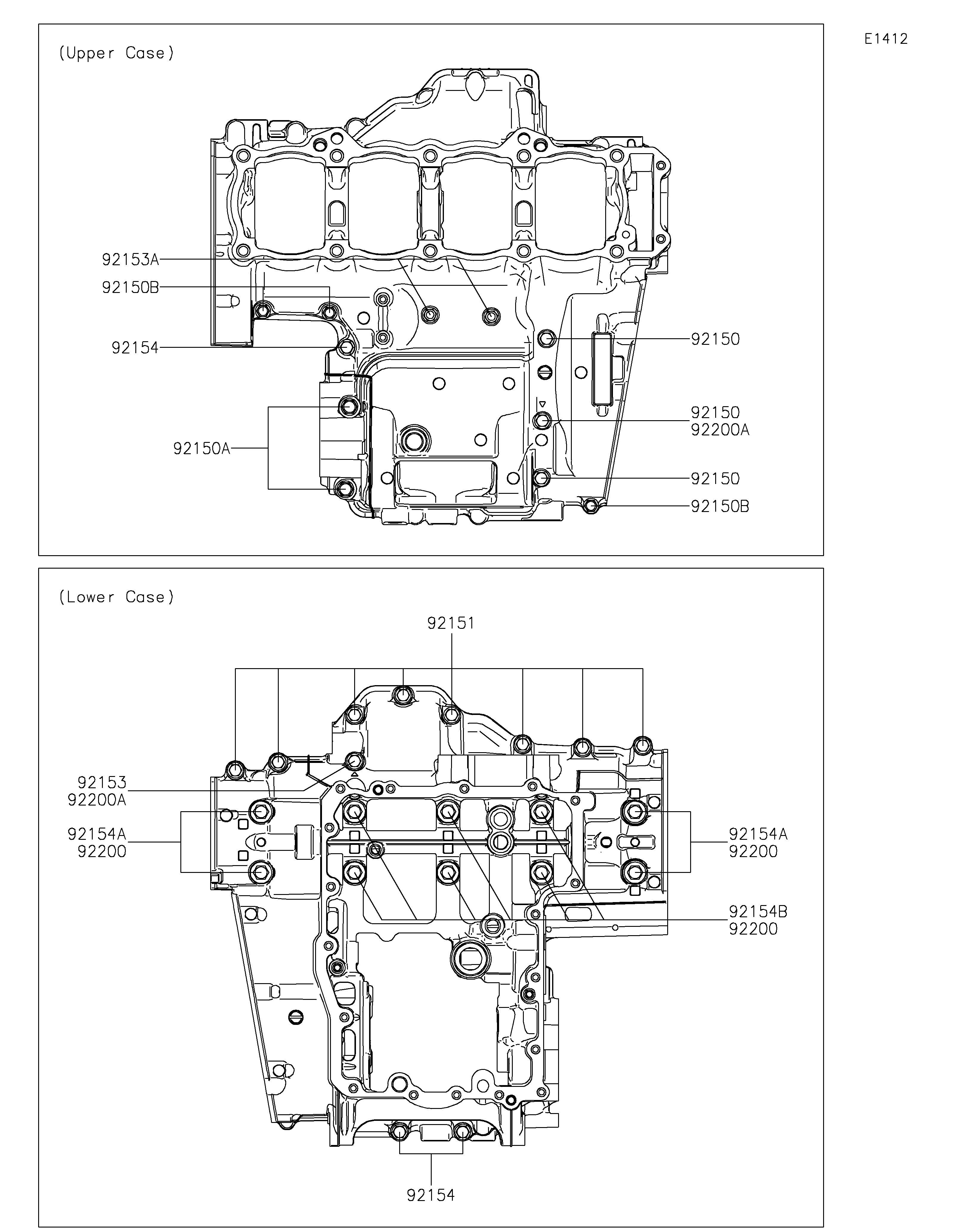 Crankcase Bolt Pattern Vistas explodidas