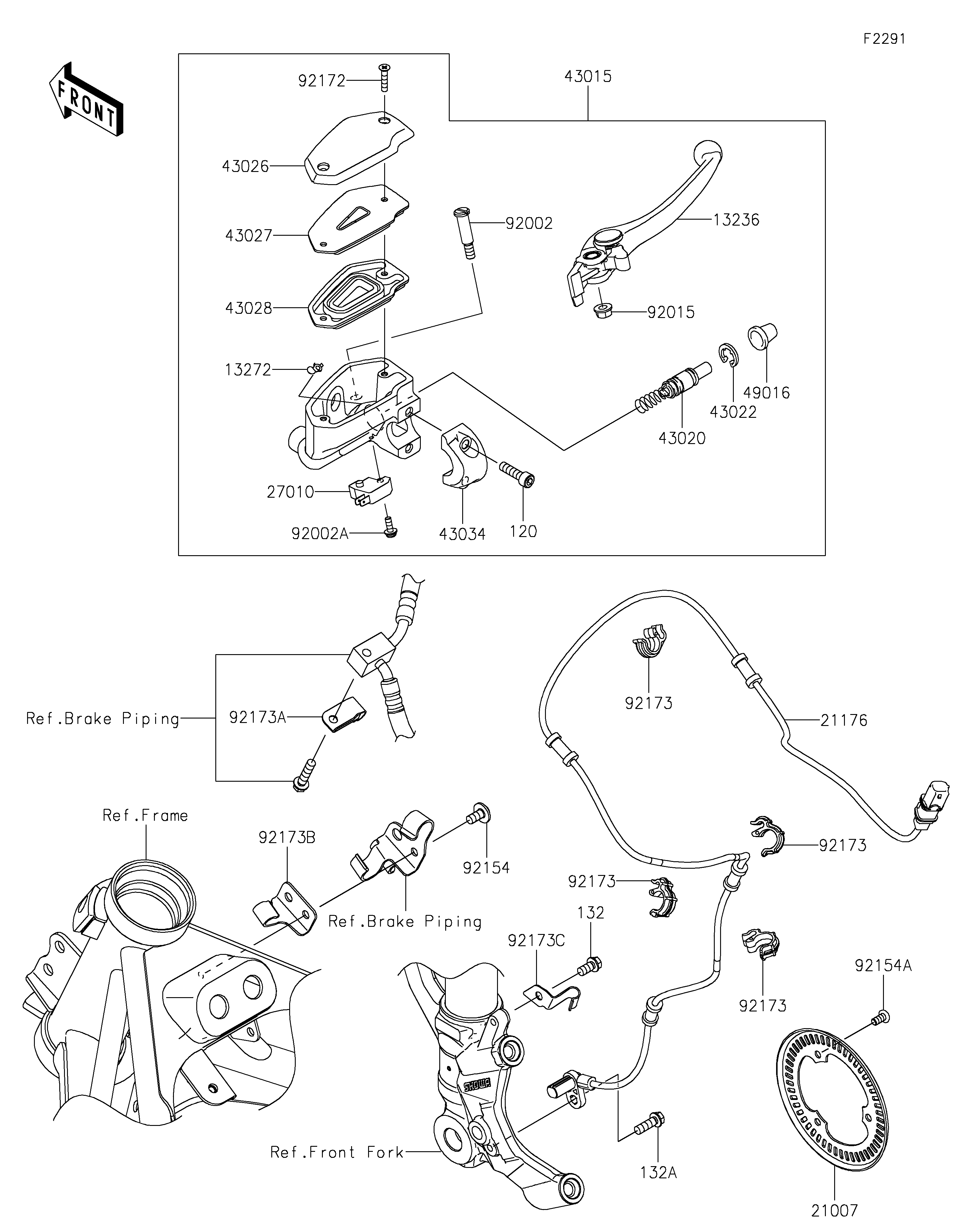 Front Master Cylinder Sơ đồ tách chi tiết
