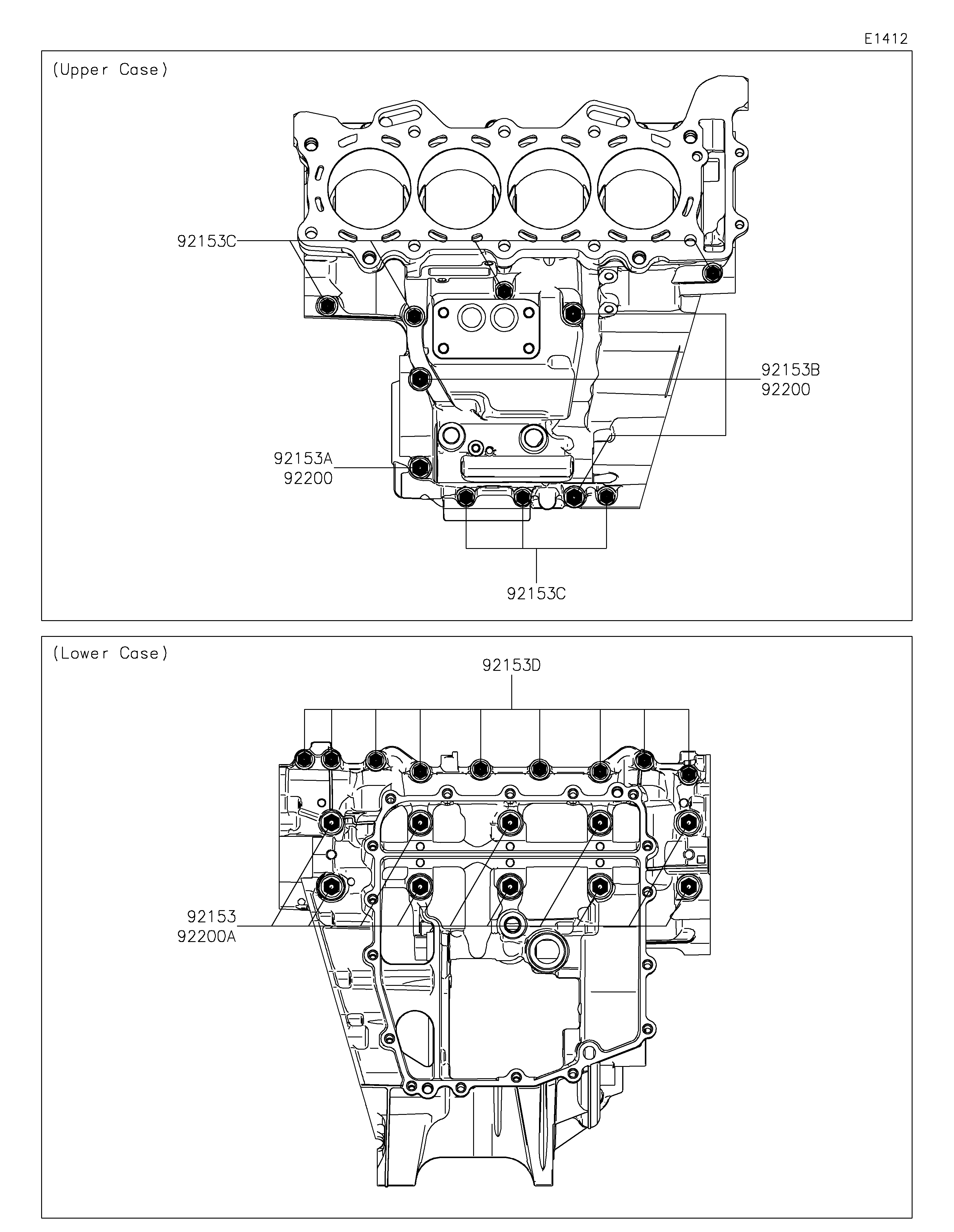 Crankcase Bolt Pattern Vistas explodidas